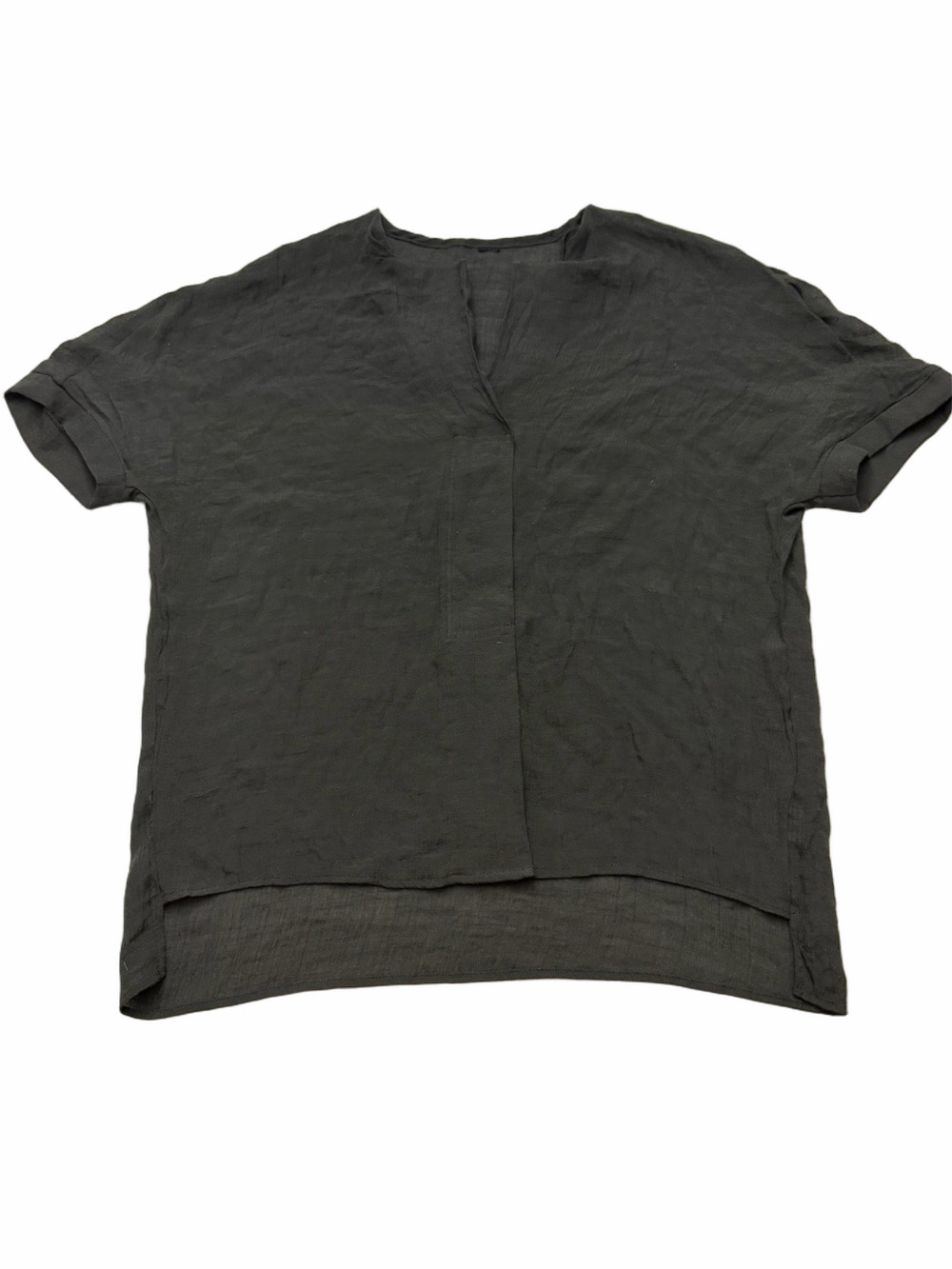 Linen Women’s Black Relaxed Short Sleeve Top Summer Blouse Top Size 1X Plus